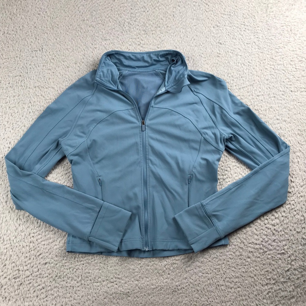 Lululemon Nulu Cropped Define Jacket Women 10 Utility Blue Full Zip Mock Neck